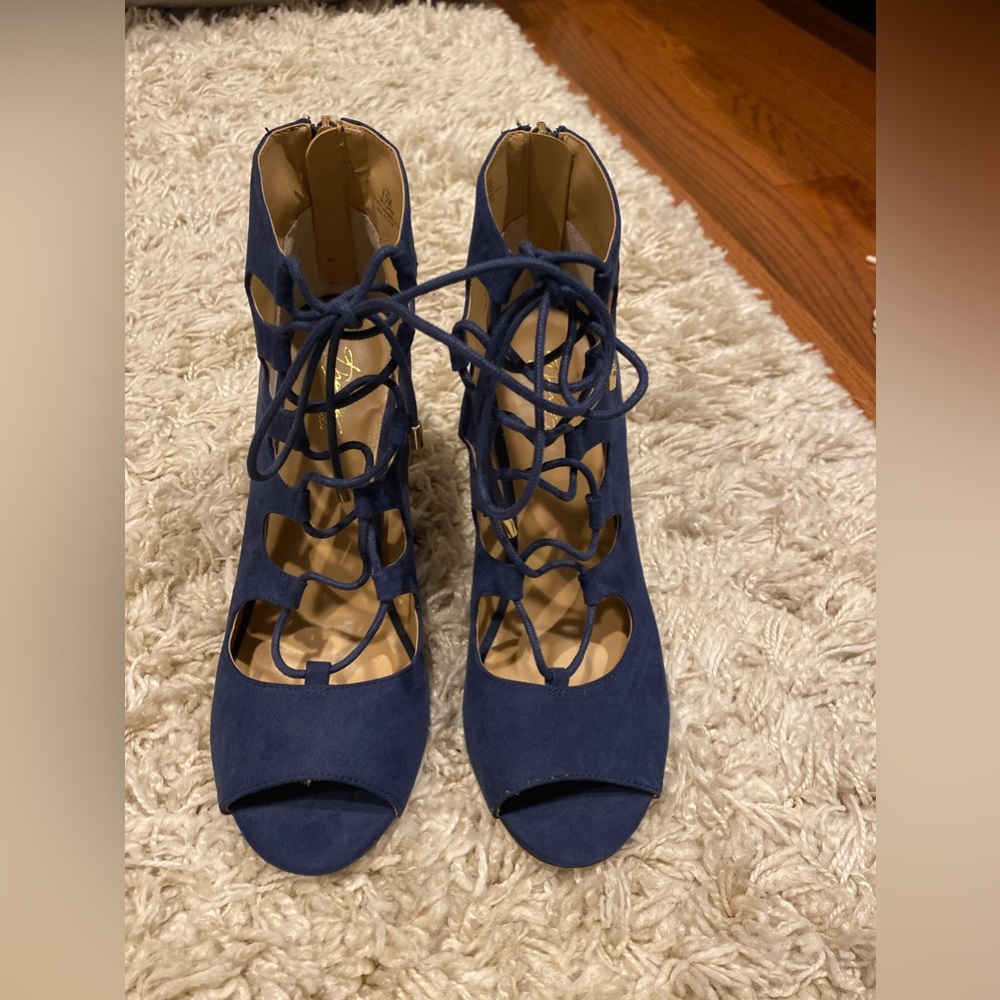 Navy Blue Lace Up Heels
